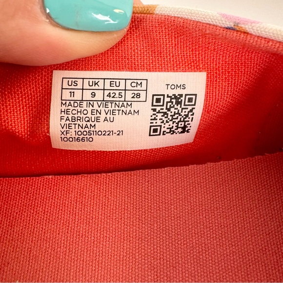 Toms shoes womens size 11 elephants elephant print pink teal yellow peach flats - Picture 7 of 8